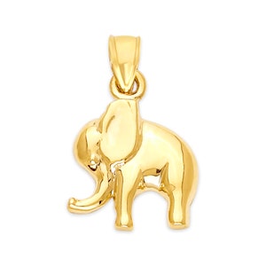 10k Solid Gold Elephant Pendant: Good Luck Charm Necklace