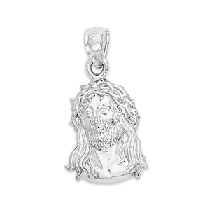 Sterling Silver Jesus Head Pendant: Diamond Cut Christian Jewelry