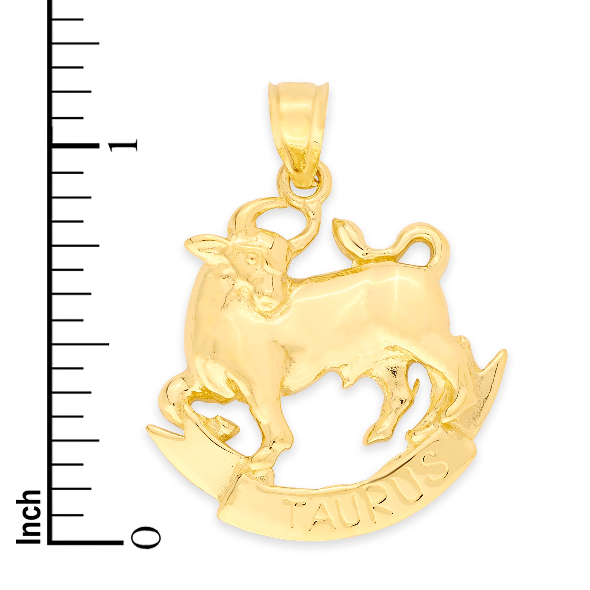 14k Gold Taurus Zodiac Pendant Large Taurus Astrology Medal for