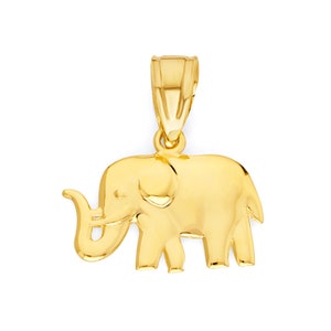 10k Gold Elephant Necklace with Thin Gold Chain, Good Luck Charms Dainty Elephant Jewelry, Animal Necklace