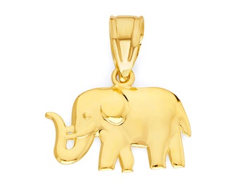 10k Gold Elephant Necklace with Thin Gold Chain, Good Luck Charms Dainty Elephant Jewelry, Animal Necklace