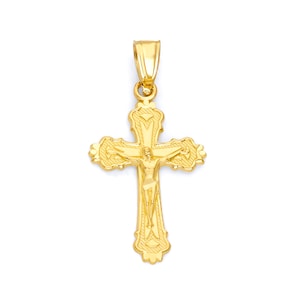 10k Gold Crucifix Necklace, Gold Cross Pendant Baptism Cross Baptism Gifts, Crucifix Pendant First Communion Gifts Jesus Necklace For Women