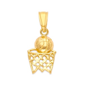14k Solid Gold Basketball Charm Necklace: Sport Jewelry Gift