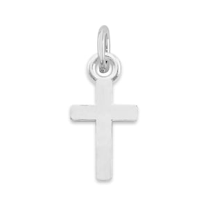 Mini 14k White Solid Gold Cross Charm: Delicate Faith Pendant