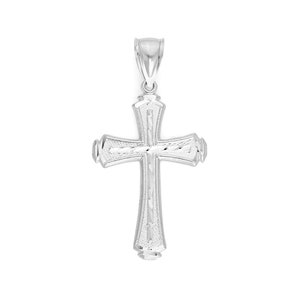 925 Sterling Silver Cross Pendant: Diamond Cut Religious Jewlery