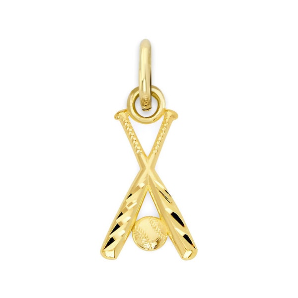 Real Solid Gold Baseball Charm Available in 10k or 14k, Dainty Sports Charm for Charm Bracelet or Charm Necklace