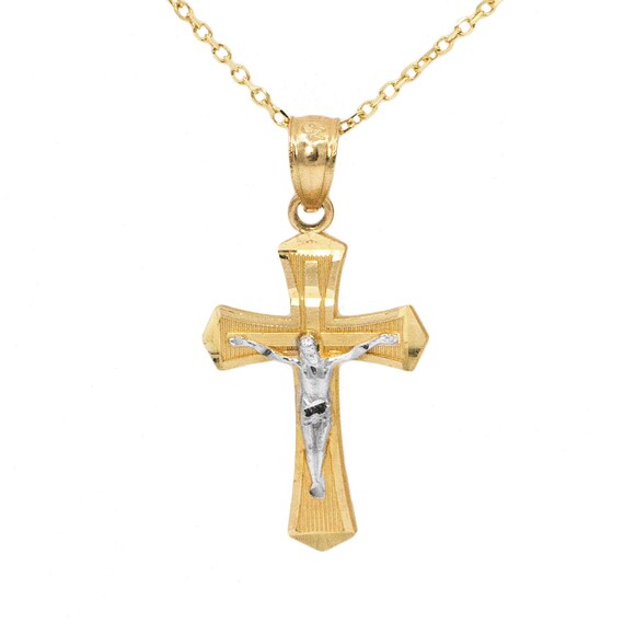 10k Gold Crucifix Necklace With Diamond 