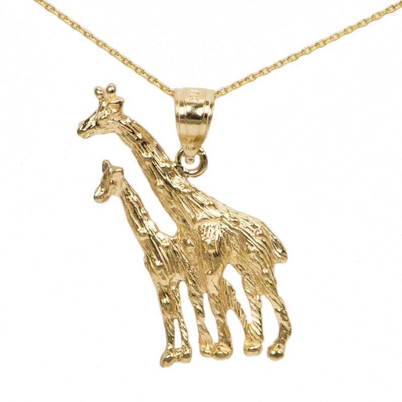 10k Yellow Gold Giraffe Necklace Solid Animal Jewelry Pendant With Option To Add Chain