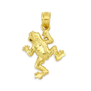 10k/14k Solid Gold Frog Pendant, Elegant Amphibian Jewelry, Unique Gold Frog Charm, Nature-Inspired Necklace Accessory