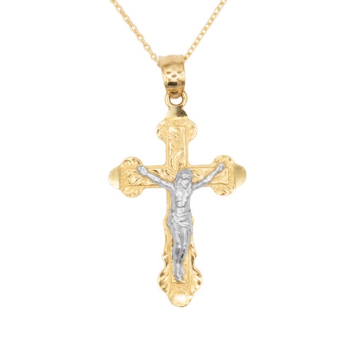 10k Gold Crucifix Necklace With Diamond 