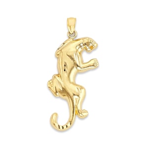 Real Solid Gold Panther Pendant Available in 10k or 14k Gold - Symbolic Animal Jewelry