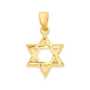 10k Real Solid Gold Star of David Necklace, Judaica Jewelry Bar Mitzvah Gift for Jewish Pendant Magen David Necklace, Religious Gift for Her