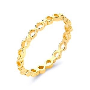 10k Yellow Gold Infinity Eternity MIDI Ring with Polished Finish, Solid Gold Infinity Ring