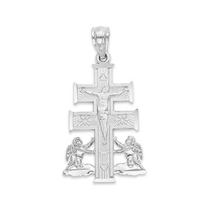 Colgante Cruz de Caravaca de Plata de Ley 925 para collar, Amuleto de Protección de Caravaca para Adultos y Niños, Regalo de Bautismo