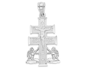 925 Sterling Silver Cross of Caravaca Pendant: Protection Amulet, Baptism Gift