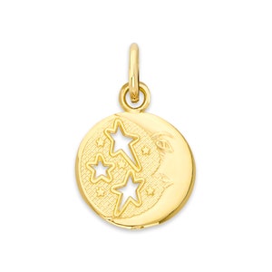 Real Solid Gold Moon and Stars Charm in 10k or 14k, Dainty Nocturnal Celestial Charms for Charm Bracelet and Charm Necklace