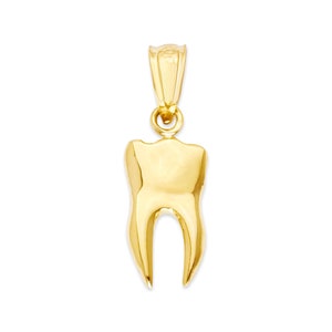 14k Solid Gold Tooth Pendant: Diamond Cut Dental Graduation Jewelry