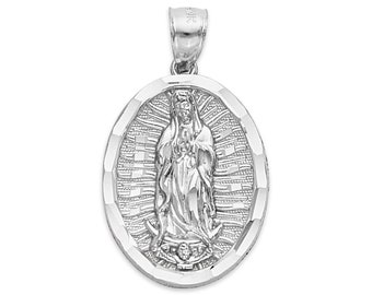 Collar de la Virgen María - Colgante de medalla milagrosa de plata de ley 925
