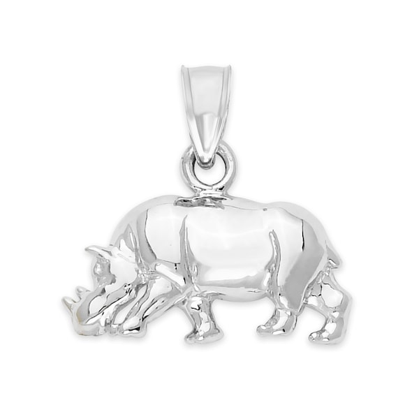 925 Sterling Silver Rhino Necklace, Rhinoceros Jewelry Animal Lover Gift White Rhino Pendant African Jewelry, Rhinoceros Necklace for Women