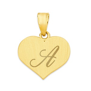 Colar cursivo inicial de coração em ouro 10k, joia em formato de coração, colar de moeda para ela, carta de presente de amor, joia para damas de honra, pingente de coração
