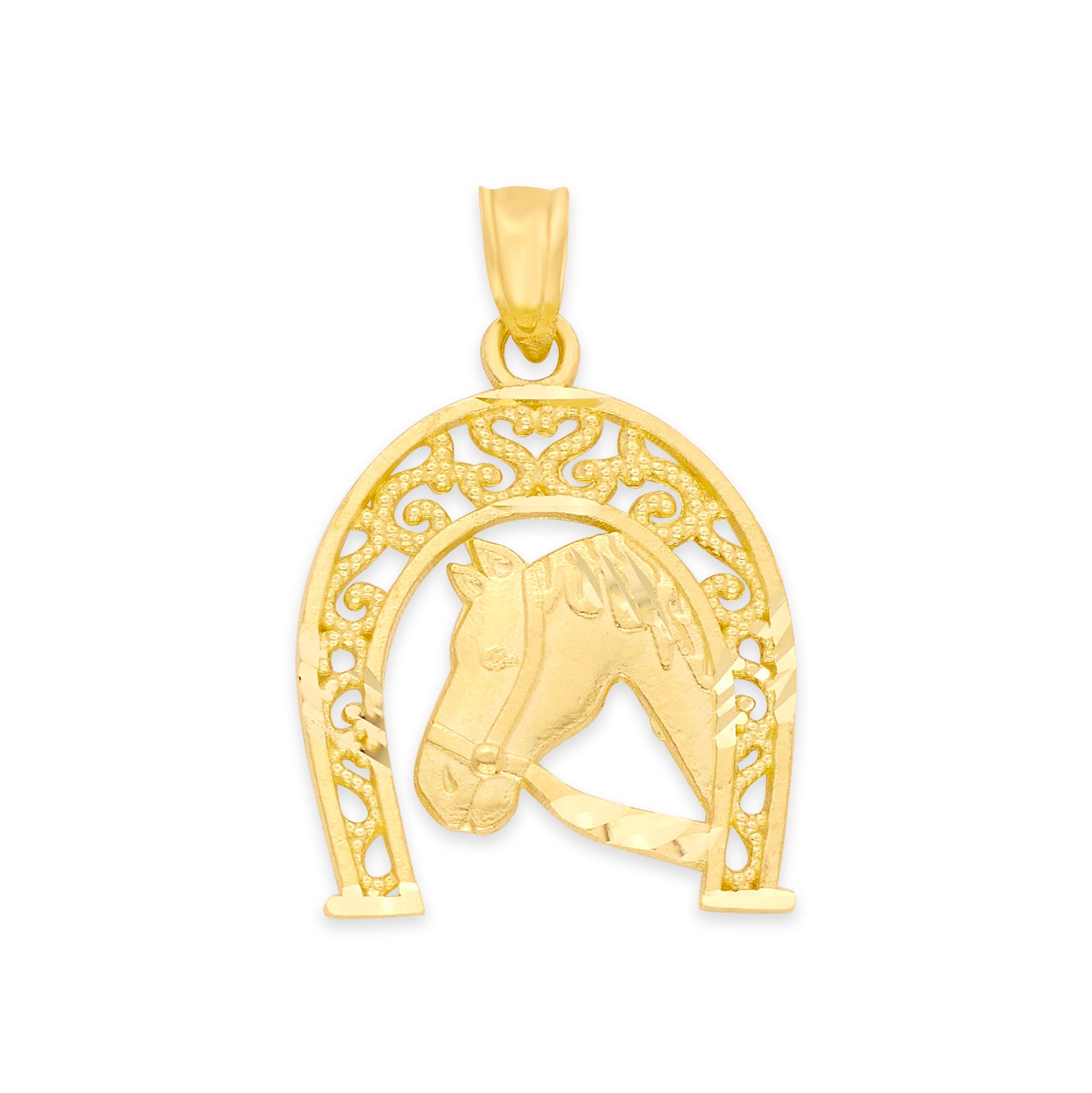 10k Gold Horse Necklace Equestrian Jewelry Gift Horse Pendant Etsy