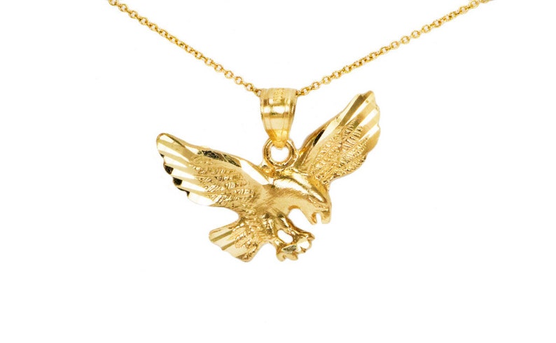 10k Yellow Gold Pendant For Pendant Necklace 10k Gold Eagle Charm For Charm Necklace Animal Jewelry Gold Birthday Gift 10k Eagle Necklace