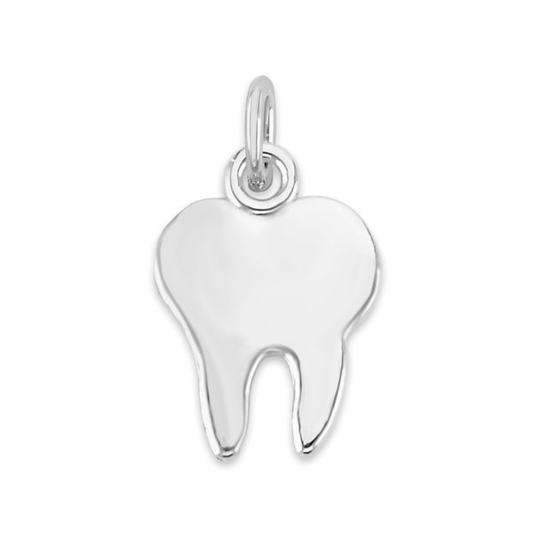 925 Sterling Silver Tooth Charm, Dainty Cute Graduation Charm to attach to Charm Bracelet or Necklace