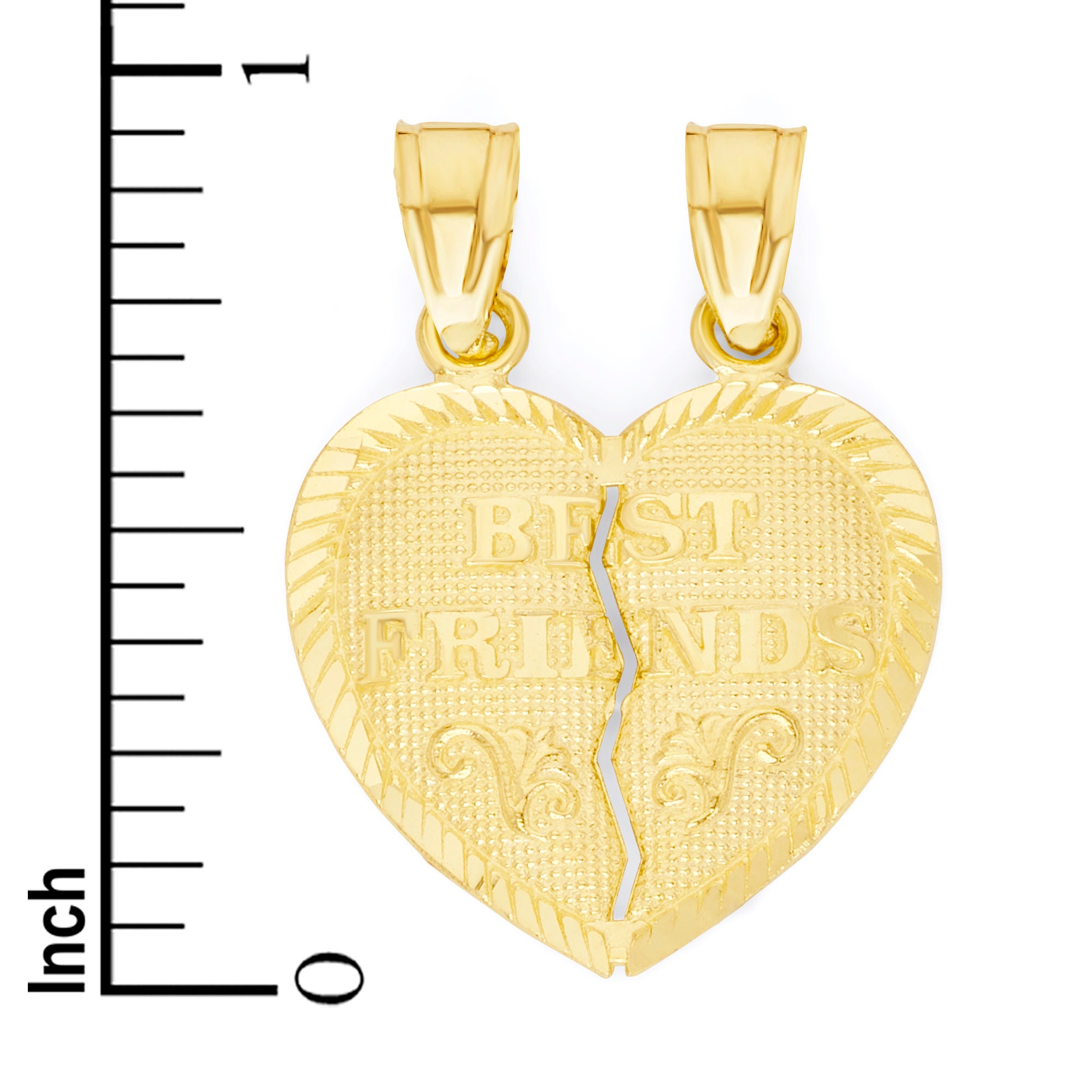 10k Gold Best Friend Heart Necklace Real Solid Gold Etsy