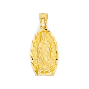 14k Real Solid Gold Virgin Mary Necklace, Virgen de Guadalupe Necklace First Communion gift for Girls Quinceanera Gifts, Religious Gifts