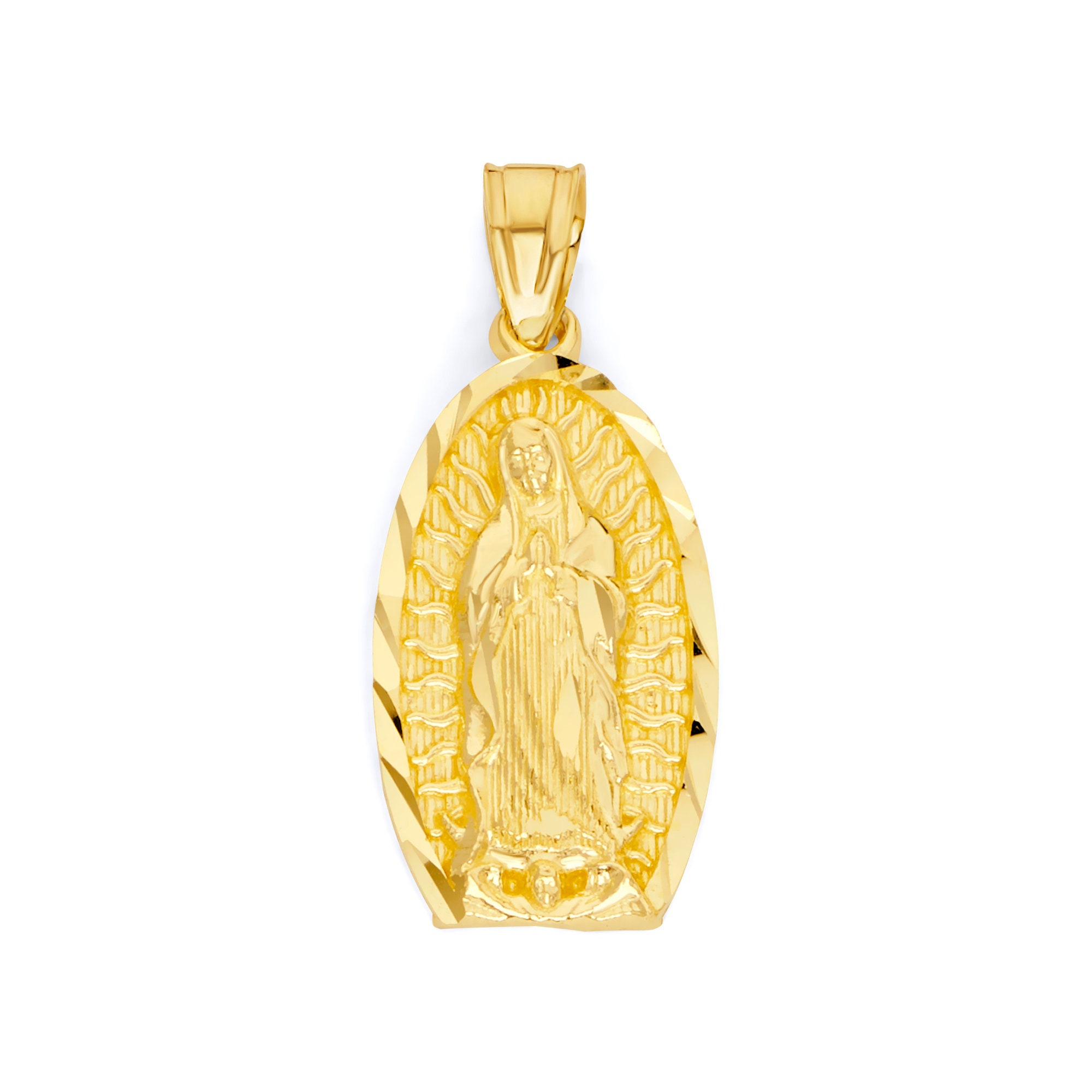 Solid Gold Virgin Mary Necklace Virgen 
