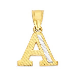 Colar com pingente de iniciais em ouro maciço real 10k com corrente de ouro maciço real 10k, pingente inicial personalizado para ela, joias em dois tons