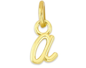 Mini encanto inicial en minúscula de oro sólido real disponible en oro de 10 k o 14 k, encanto de letra personalizado para adjuntar a pulsera o collar de encanto