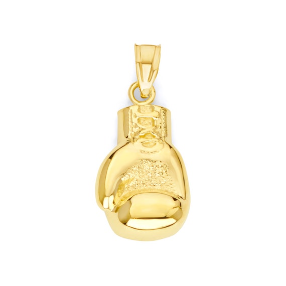 14K Yellow Gold Boxing Glove Pendant Charm Necklace Sport Karate:  16463551594547