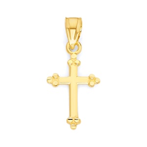 Dainty Real Solid Gold Cross Necklace in 10k or 14k, Religious Cross Charm Baptism Gifts for Children, Gold Cross Pendant