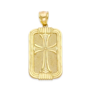 Solid Gold Cross Medallion: 10k/14k Religious Pendant for Men