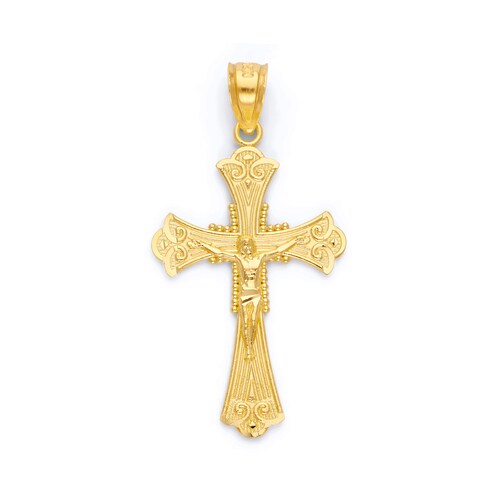 14k Gold Crucifix Necklace for Men 