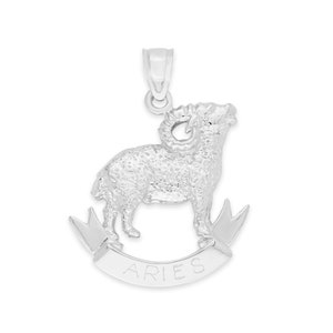 Silver Aries Pendant, Large 925 Sterling Silver Aries Zodiac Charm for Necklace, Perfect for Layered Necklace, Unisex Zodiac Jewelry