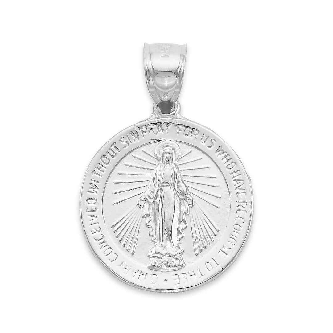 Sterling Silver Miraculous Medal Necklace - Virgin Mary Pendant - Etsy