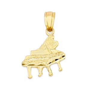 14k Solid Gold Grand Piano Pendant Necklace: Musician Jewelry