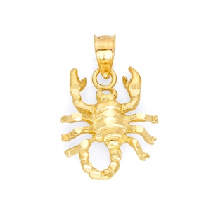 10k Gold Scorpion Pendant - Real Solid Gold Zodiac Scorpio Gifts Animal Jewelry