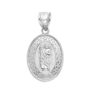 Silver Saint Jude Medal, 925 Sterling Silver San Judas Necklace St Jude Pendant Religious Gifts Patron Saint of Hopeless Causes