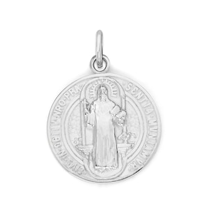 Sterling Silver Saint Benedict Medallion Charm: Double Sided San Benito Medal