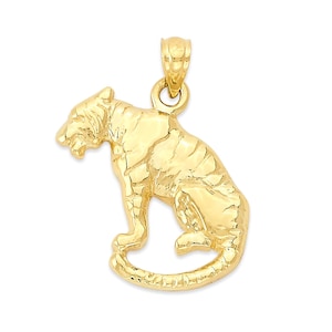 Solid Gold Tiger Pendant Available in 10k or 14k Gold - Animal Jewelry Gifts Year of The Tiger