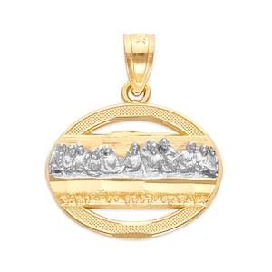 Ciondolo Ultima Cena in oro massiccio 10k: collana religiosa cristiana