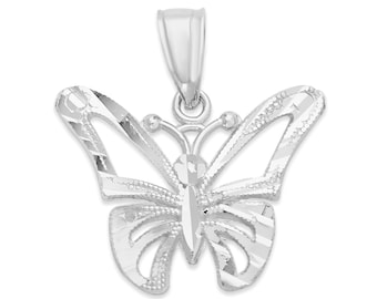 Diamantslipat 925 sterlingsilverhalsband med fjärilshänge