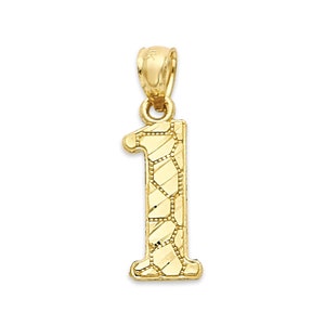 10k Solid Gold Number Pendant: Lucky Nugget Charm, Athlete Gift