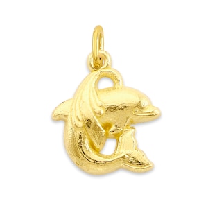 Solid Gold Dolphin Charm: 10k/14k Micro Beach Pendant