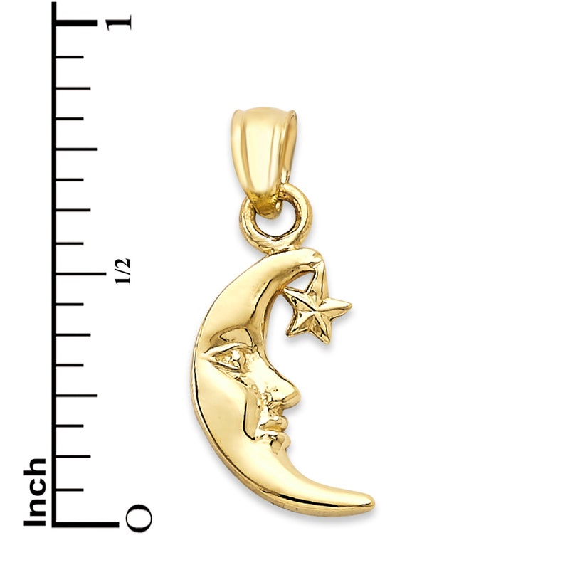 Solid 10k/14k Gold Cresent Moon Pendant Celestial Moon and Star Jewelry
