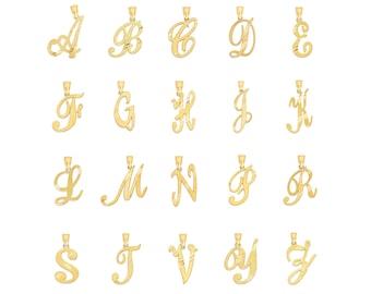 10k Solid Gold Initial Pendant Necklace - Letter Jewelry Gift