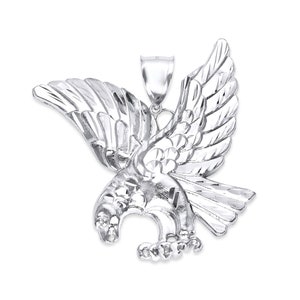 Sterling Silver Bald Eagle Pendant: Diamond Cut American Jewelry